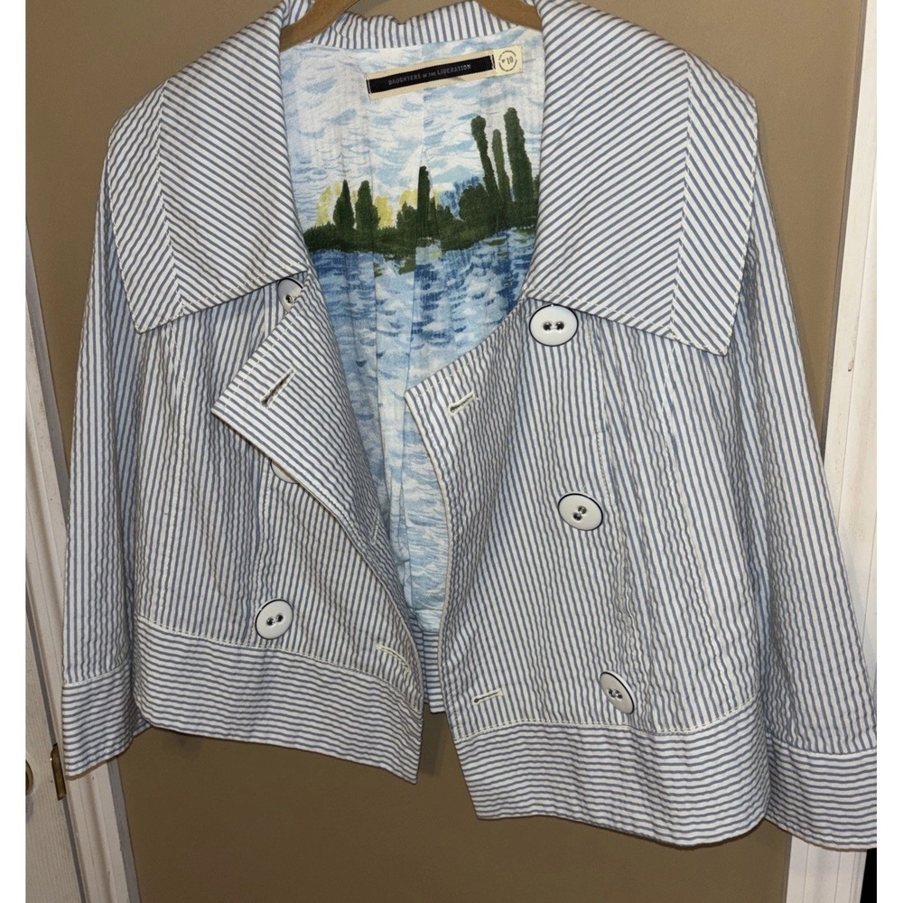 Daughters of the Liberation Thursday Jacket Anthropologie 10 Blue Stripe Peacoat